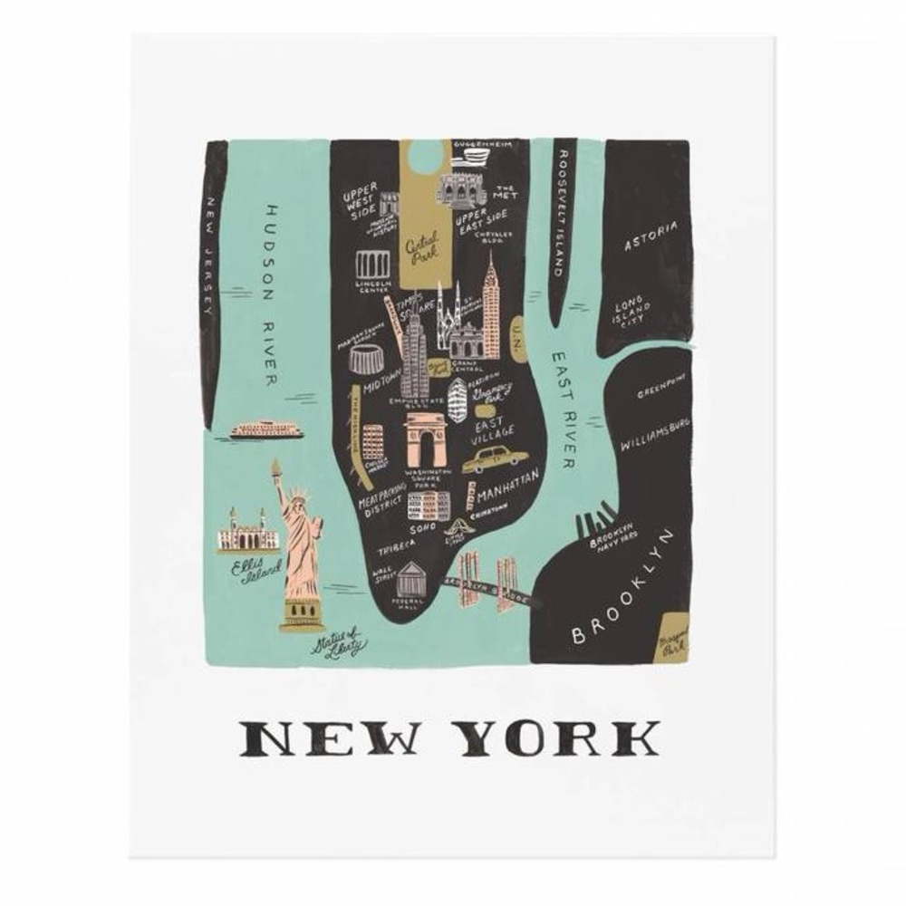 Rifle Paper Co Travel-Inspired New York Art Print 16x16